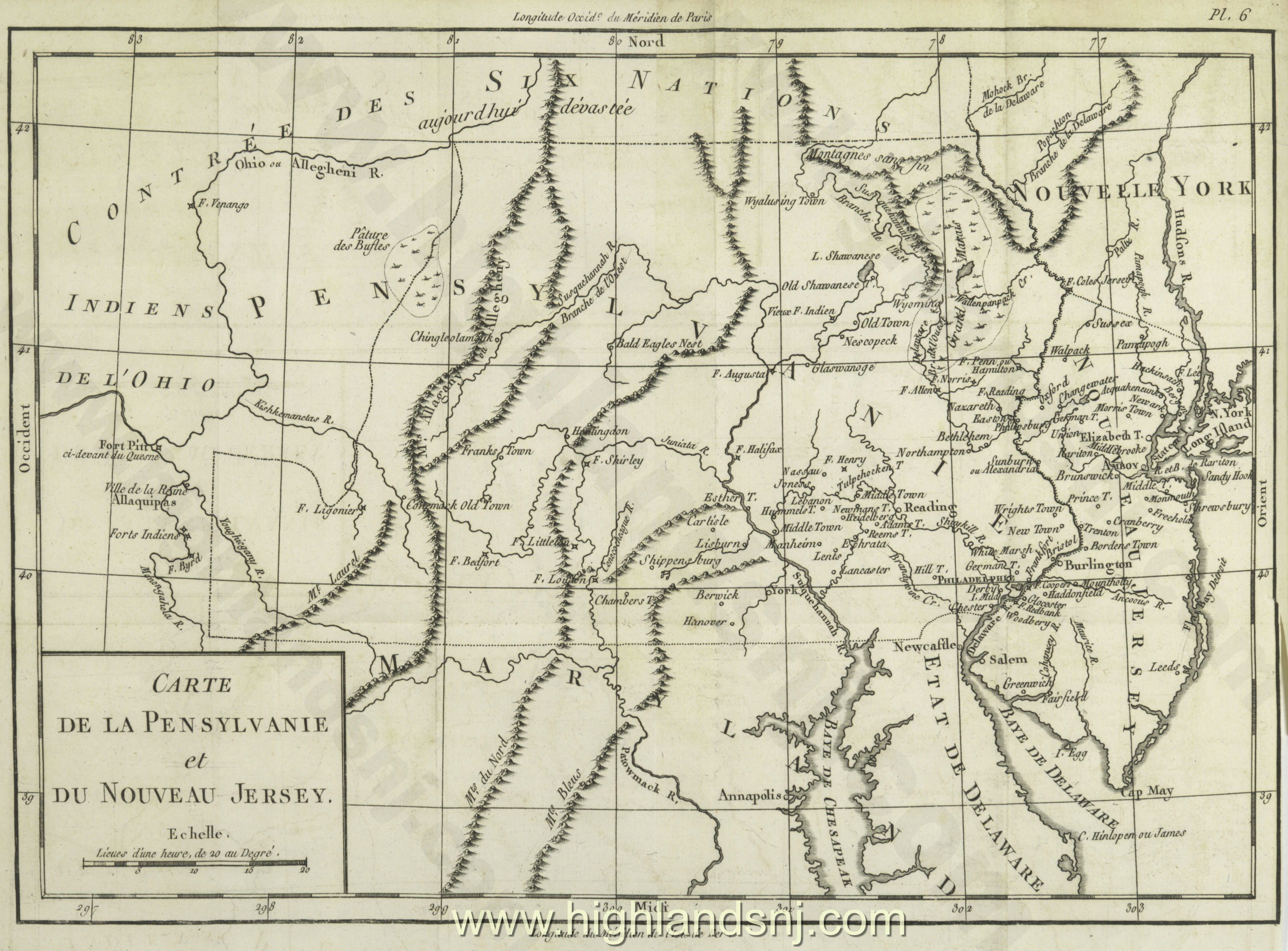 1781 Carte de la Pensylvanie et du Nouveau Jersey